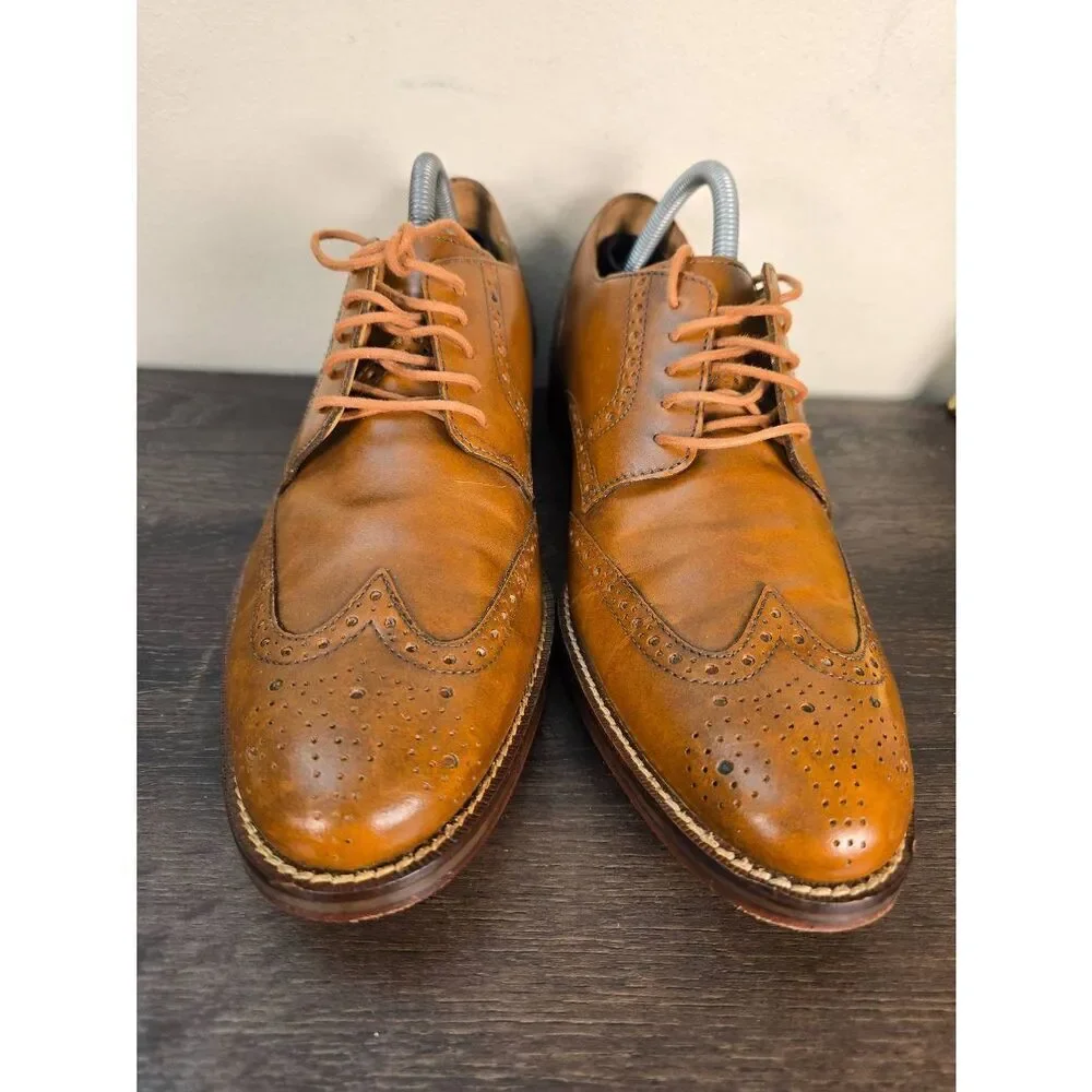 Cole Haan Grand OS Brown Leather Wingtip Lace Up Oxfords Shoes Men's 9.5